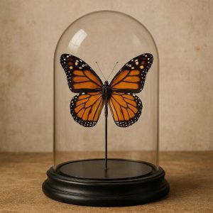 Glass Dome with Preserved Real Butterfly or Beetle - Natural History Curiosity