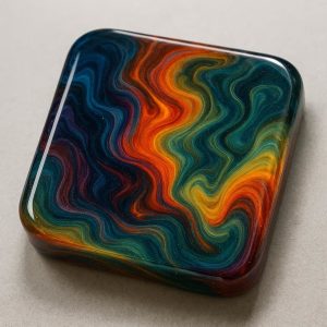 Abstract Fluid Art Resin Paperweight/Tray - Unique Color Flow