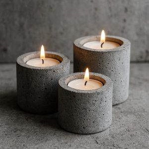 12 Concrete Cylinder Tea Light Set - Urban Raw Texture