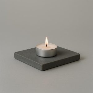 15 Slate Grey Stoneware Dish - Minimalist Tealight Platform